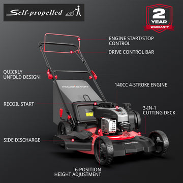 21" 140cc Gas Self-Propelled Lawn Mower w/ Briggs & Stratton 550E Engine B8621S