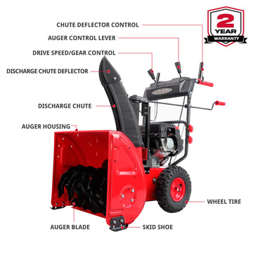 24'' 212cc Two Stage Gas Snow Blower w/ Electric Start w/Heated Handle DB7108B