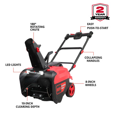 80V 21'' Single Stage Cordless Snow Blower HB2801 (No Battery)