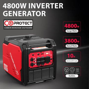 4800-Watt Portable Inverter Generator with Wheels Handle Kit, CO Sensor, HB5046C